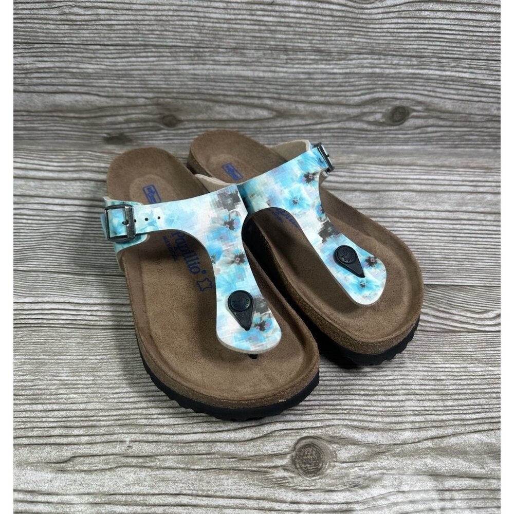 Birkenstock Papillio Florida Blue Pixel Women’s Sandals Soft Bed Size 37